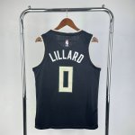 Maillot de Basket #0 Lillard Milwaukee Bucks Noir